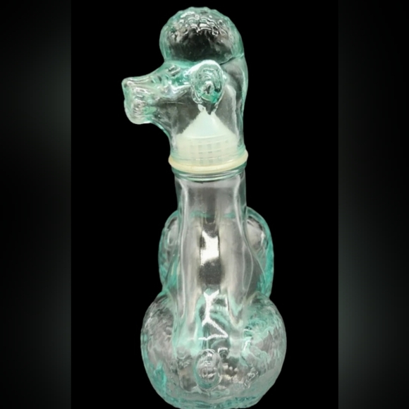 Art Glass  7" Aquamarine Poodle Dog DECANTER Stopper Genie Bottle Italy - Picture 2 of 6